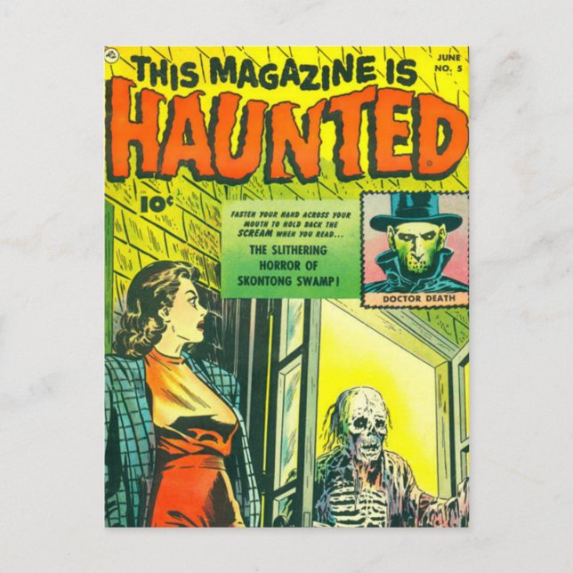 Vintage Halloween Comic Book Postcard (Front)