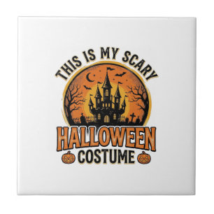 Vintage Halloween Costume Haunted Castle Shirt Des Ceramic Tile