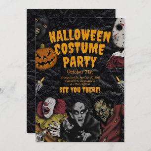 Vintage Halloween Costume Party,Editable Halloween Invitation