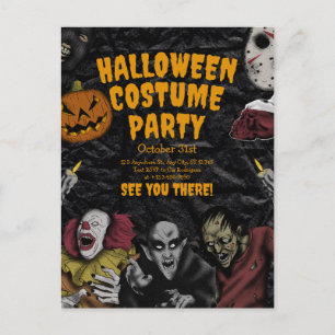 Vintage Halloween Costume Party,Editable Halloween Postcard