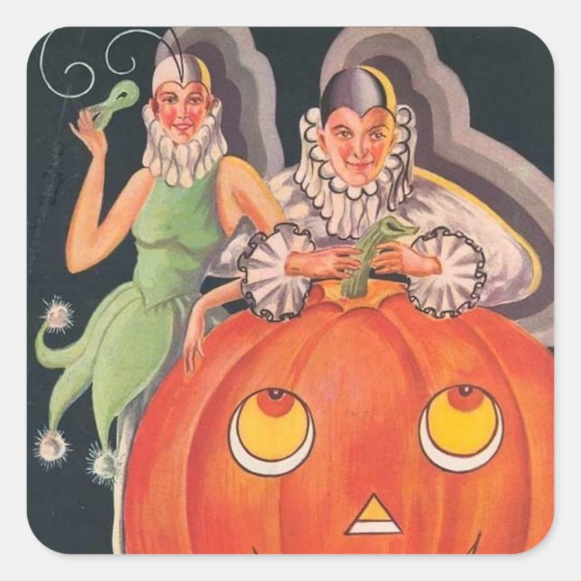 Vintage Halloween Costume Party Square Sticker (Front)