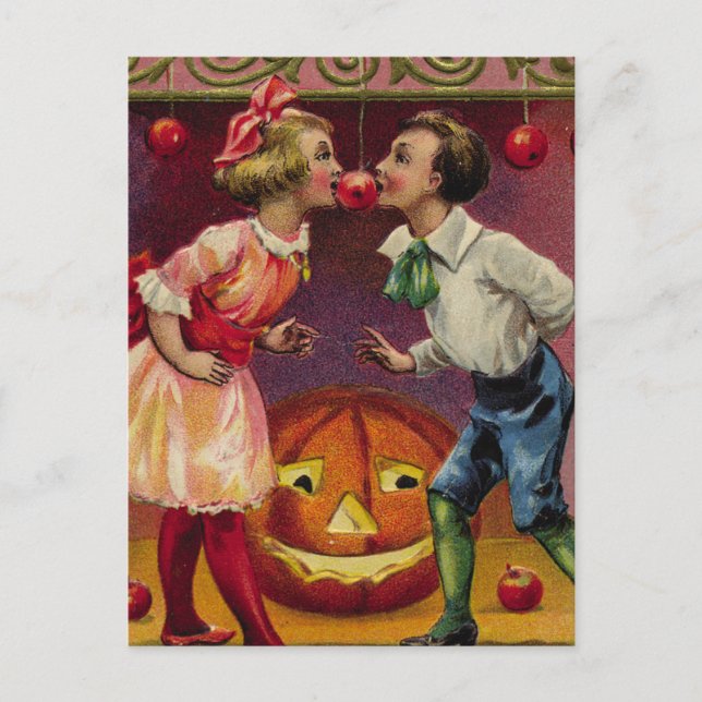 Vintage Halloween Couple Postcard (Front)