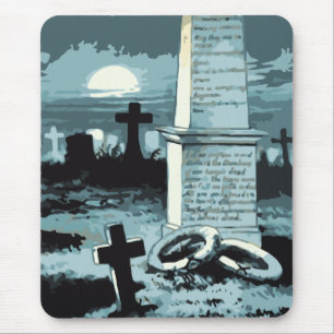 Vintage Halloween, Creepy Cemetery with Graves Mouse Pad