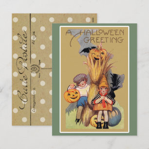Vintage Halloween Creepy  Holiday Postcard