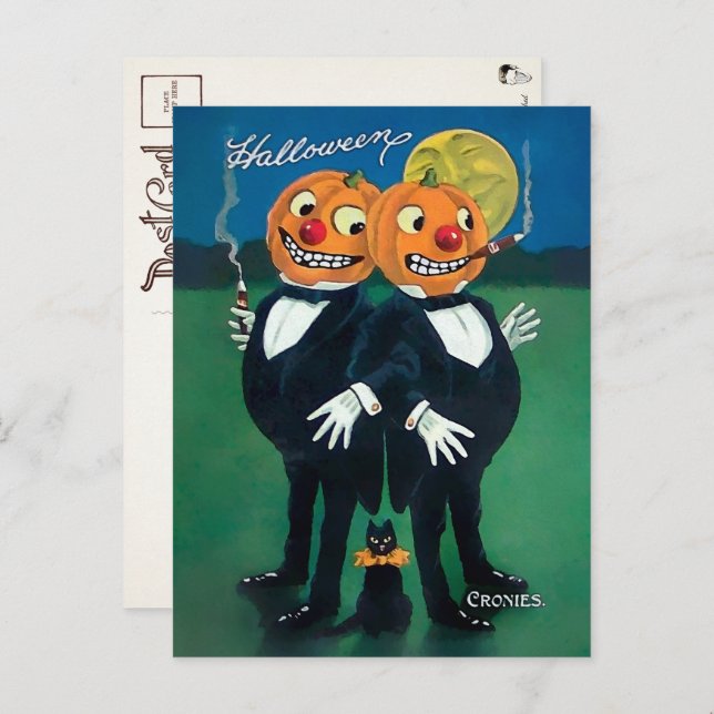 Vintage Halloween Cronies Postcard (Front/Back)