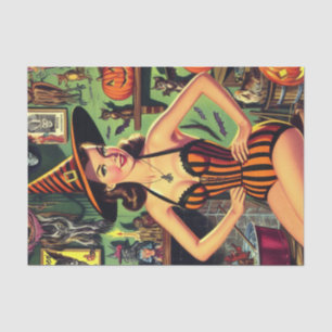 Vintage Halloween Cute Witch Pinup Tissue Paper
