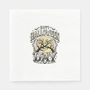 Vintage Halloween Day Moon Tree Branch Shirt Desig Napkin