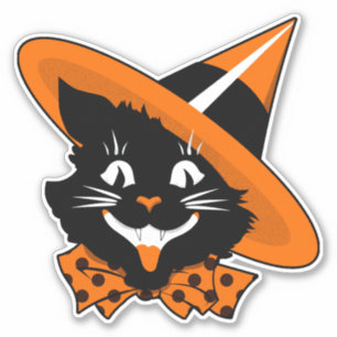 Vintage Halloween Decoration Witch Cat