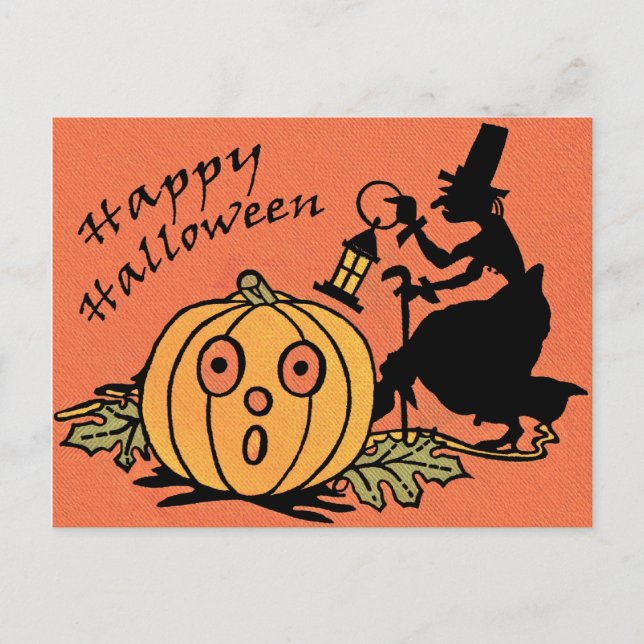 Vintage Halloween Design Postcard (Front)