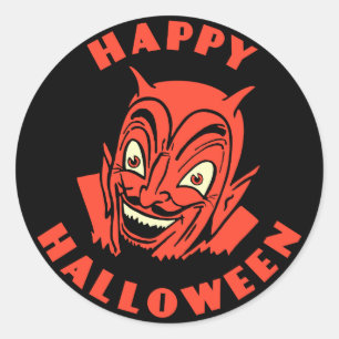 Vintage Halloween Devil Happy Halloween Sticker