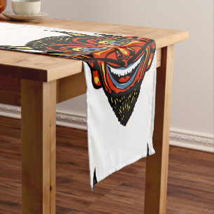 Vintage Halloween Devil Head Short Table Runner