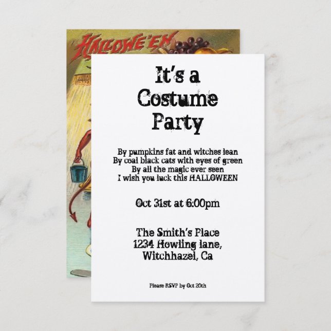 Vintage Halloween Devil Invitation (Front/Back)