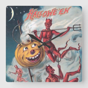 Vintage Halloween Devil Wall Clock