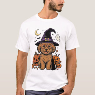 Vintage Halloween Dog Witch Pumpkin Shirt Design