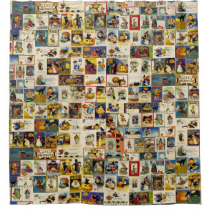 Vintage Halloween Ephemera Shower Curtain