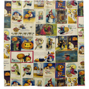Vintage Halloween Ephemera Shower Curtain