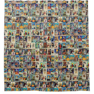Vintage Halloween Ephemera Shower Curtain