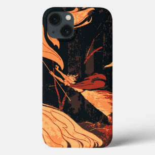Vintage Halloween, Evil Witch with Fire in Forest iPhone 13 Case