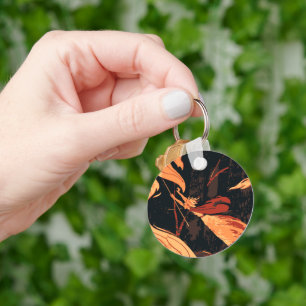 Vintage Halloween, Evil Witch with Fire in Forest Key Ring