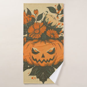 Vintage/Halloween/Fall/pumpkin Bath Towel