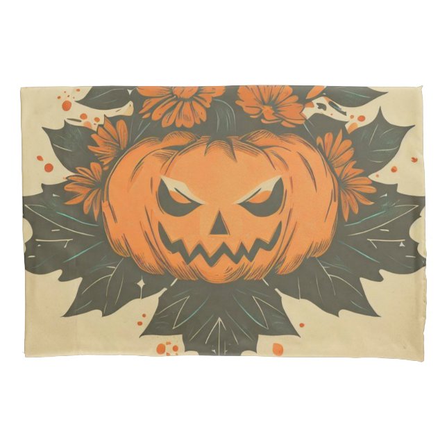 Vintage/Halloween/Fall/pumpkin Pillowcase (Front)