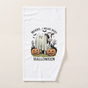 Vintage Halloween Farm Cow Hand Towel