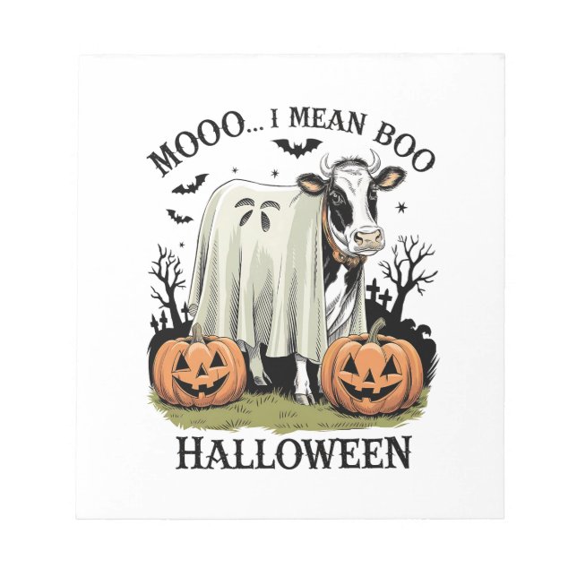 Vintage Halloween Farm Cow Notepad (Front)