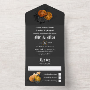 Vintage Halloween Floral Wedding All In One Invita All In One Invitation