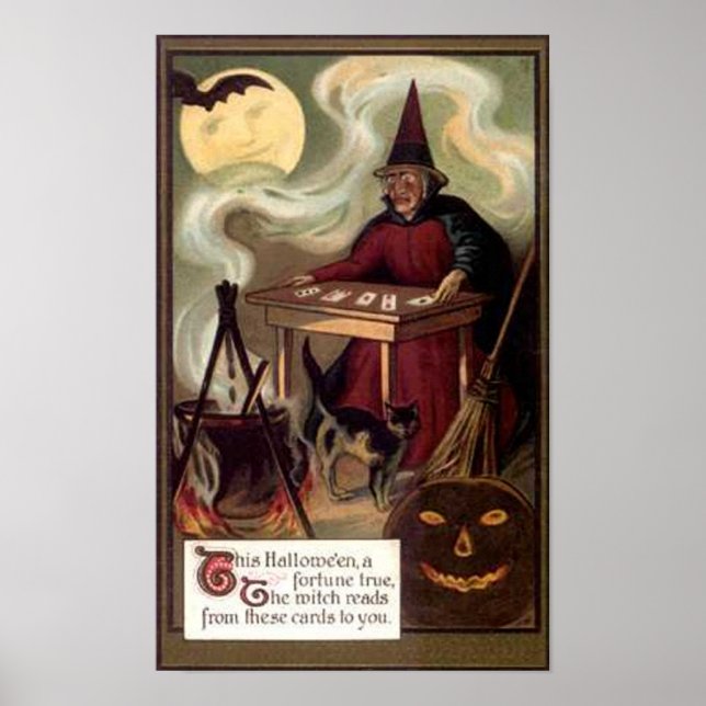 Vintage Halloween Fortune Teller Poster (Front)