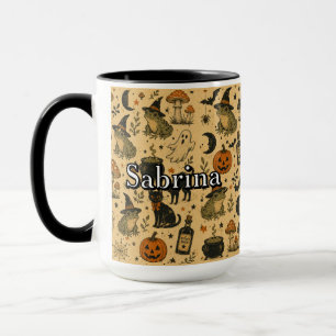 Vintage Halloween Frog Custom Name Mug