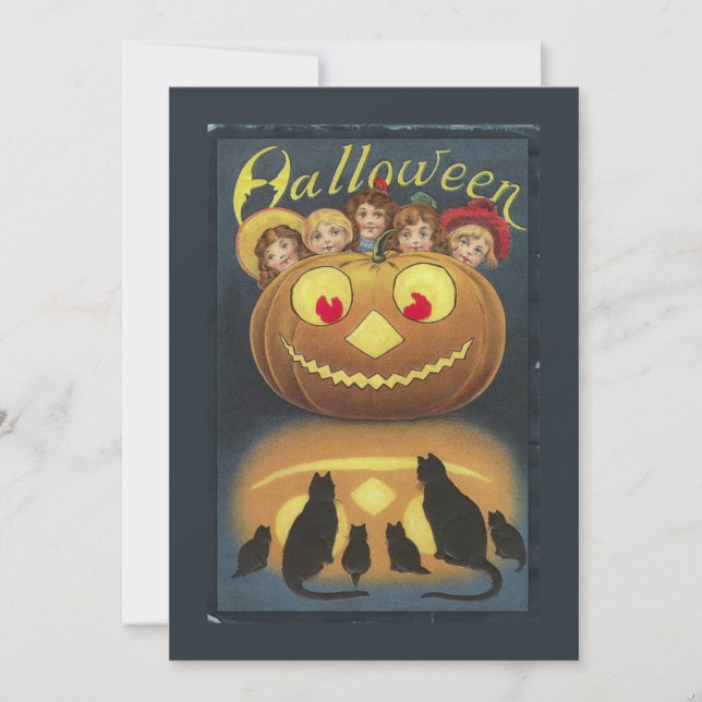 Vintage Halloween Funny Illustration Holiday Card (Front)