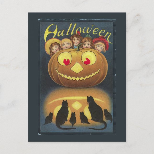 Vintage Halloween Funny Illustration Postcard (Front)