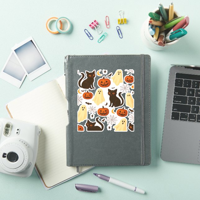 Vintage Halloween Ghost & Black Cat Pattern Classi (iPad Cover)