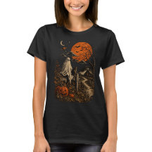 Vintage Halloween Ghost & Black Cat Tee