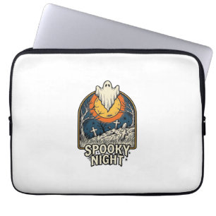 Vintage Halloween Ghost Graveyard Engraving Shirt_ Laptop Sleeve