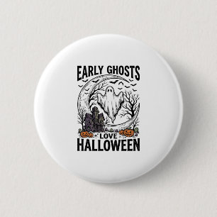 Vintage Halloween Ghost Haunted Moon Engraving Art 6 Cm Round Badge