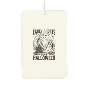 Vintage Halloween Ghost Haunted Moon Engraving Art Car Air Freshener