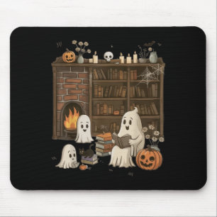 Vintage Halloween Ghost Holding Black Cat Groovy F Mouse Pad