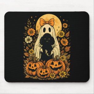 Vintage Halloween Ghost Holding Odle Dog Mouse Pad