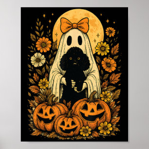 Vintage Halloween Ghost Holding Odle Dog Poster