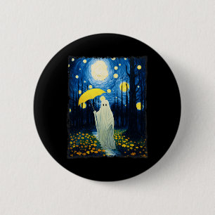 Vintage Halloween Ghost In The Forest Van Gogh Sta 6 Cm Round Badge