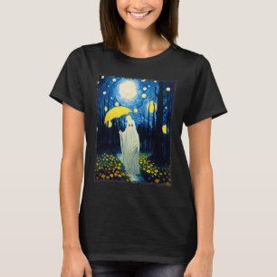 Vintage Halloween Ghost In The Forest Van Gogh Sta T-Shirt