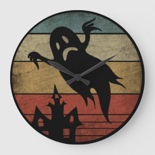 Vintage Halloween Ghost Large Clock
