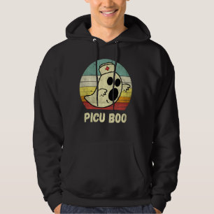Vintage Halloween Ghost Picu Boo Nurse Nursing Med Hoodie