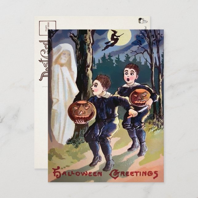 Vintage Halloween Ghost Postcard (Front/Back)