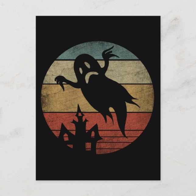 Vintage Halloween Ghost Postcard (Front)