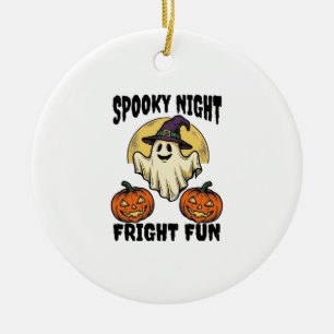 Vintage Halloween Ghost Scary Pumpkin Shirt_1 Ceramic Ornament