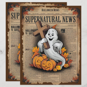 Vintage Halloween Ghost Scrapbook Paper 