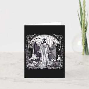 Vintage Halloween Ghost Spooky Scary Graveyard Pri Card