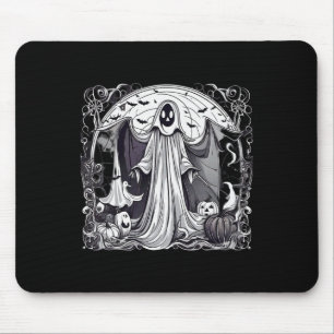 Vintage Halloween Ghost Spooky Scary Graveyard Pri Mouse Pad